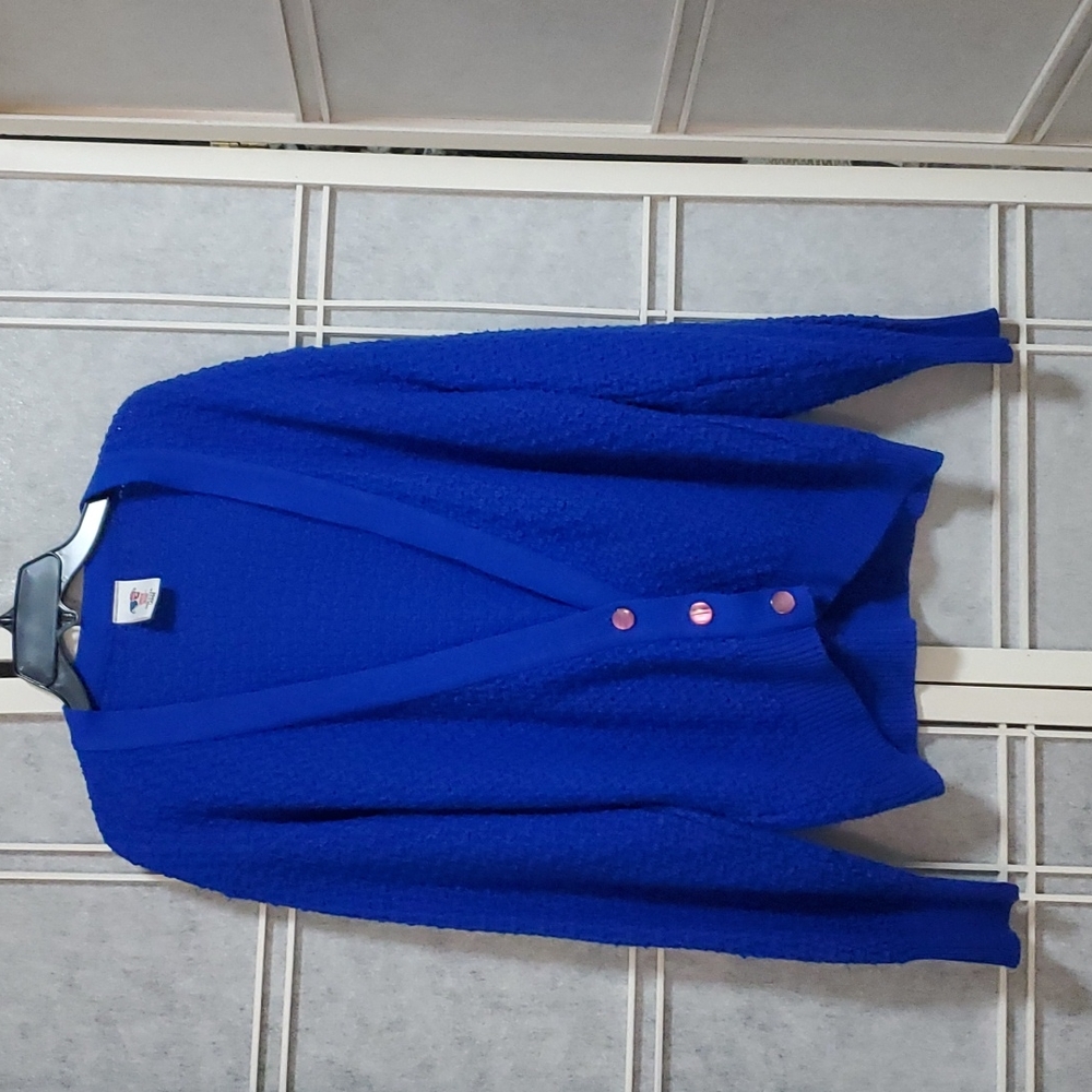 Vintage Sweater Bazaar Electric Blue Knit Cardigan